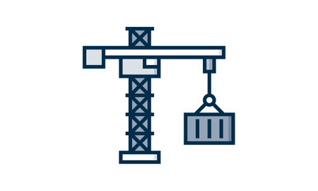 Simple building crane line icon. Symbol and sign vector illustration design. Editable Stroke. Isolated on white backgroundのイラスト素材