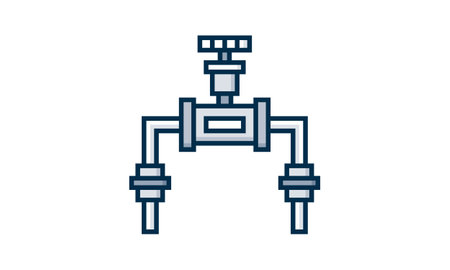 Oil pipe with valve icon in black style isolated on white background. Oil industry symbol vector illustration.のイラスト素材