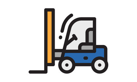Forklift delivery truck vector icon, isolated on white background.のイラスト素材