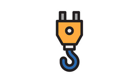 Crane lift hook vector icon construction industrial equipment. Heavy engineering metal symbol. Cargo tool elevate weightのイラスト素材