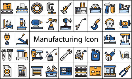 Manufacturing icon set flat style vector illustration.のイラスト素材
