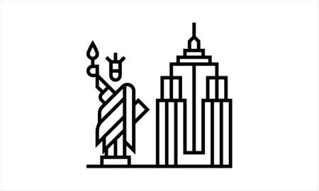 Liberty statue new york line icon sign vector imageのイラスト素材