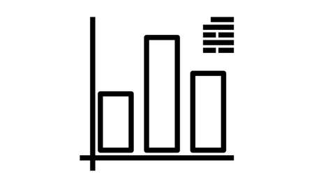 Bar chart icon. Vector illustration of a bar graph with different values. It represents business growth, presentation, analysis, performance reportのイラスト素材