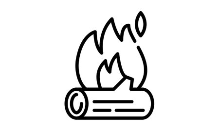 Bonfire icon in flat design. Symbol of fire or flame. Vector black icon isolated on white background.のイラスト素材