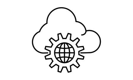 Cloud storage settings line icon cloud with gear vector imageのイラスト素材