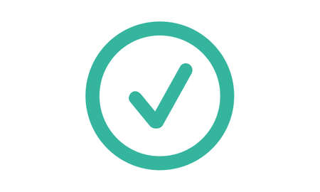 Tick icon vector symbol,  checkmark isolated on white background, checked icon or correct choice sign, check mark or checkbox pictogramのイラスト素材