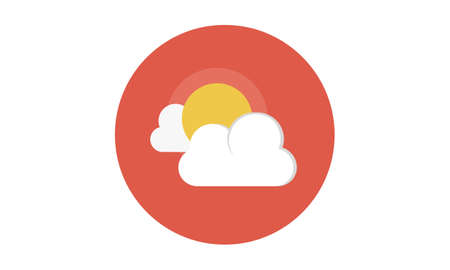 Sun and cloud for cloudy and overcast weather colorful icon symbolのイラスト素材