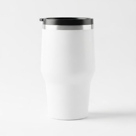 White travel mug isolated on white backgroundの素材