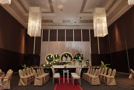 Kuala Lumpur, Malaysia - February 16, 2020: Malay Wedding, beautiful wedding decoration setup on a wedding dayのeditorial素材