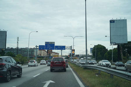 Kuala Lumpur, Malaysia - December 2019: View of the highway after the government announced to reduce...