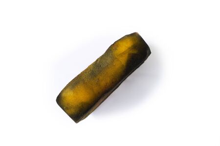 Dirty use sponge cleaning car changing from yellow to black isolated on white backgroundの写真素材