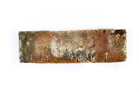 Side angle of red brick isolated on white backgroundの写真素材