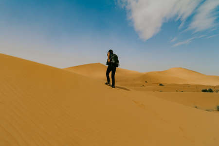 Morocco- September 28,2019 : Beautiful scenery at Merzouga, Moroccoのeditorial素材