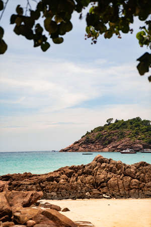 Day view of beautiful crystal blue island of Pulau Redang, Terengganu, Malaysiaの写真素材