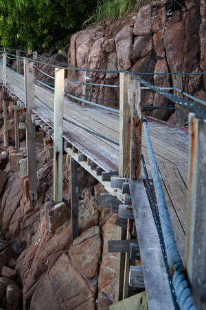 Beautiful Wooden bridge at Long Beach Pulau Redang, Terengganuの写真素材
