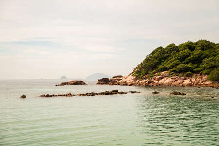 Wide sandy beach on a tropical island in Pulau Redang.の写真素材