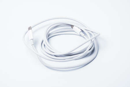USB cable type-c for a laptop on white background.