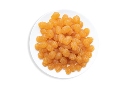 Top angle of Pineapple jam tart. Isolated on white backgroundの写真素材