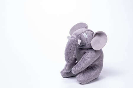 Little elephant soft toys isolated on white background. copy spaceの写真素材