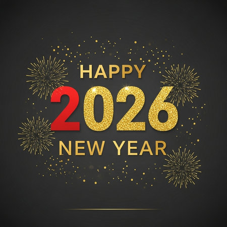 Happy New Year 2020. Greeting card with fireworks. Vector illustrationの素材