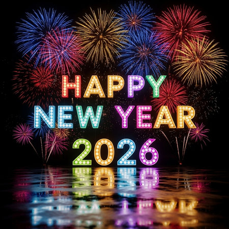 Happy new year 2016 written with Sparkle firework on black background, celebration conceptの素材