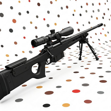 Sniper rifle on a white background with dots. 3d renderの素材