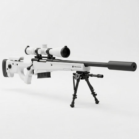 Sniper Rifle on a white background. 3d Rendering.の素材