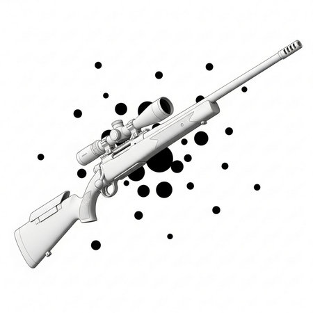 Sniper rifle on a white background. 3D illustration. Isolated.の素材