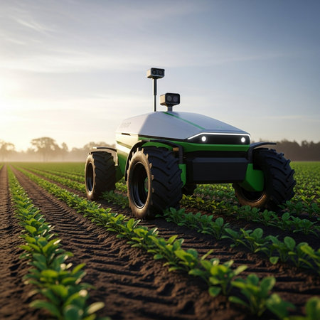 Tractor on the field at sunset. Agricultural concept. 3d renderの素材