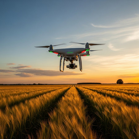 Smart farmer using tablet in the field. Technology and agriculture concept.の素材