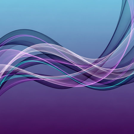 Abstract background with blue and purple wavy lines. Vector illustration.の素材