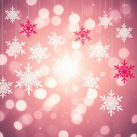 Christmas background with snowflakes and bokeh lights. Vector illustration.の素材