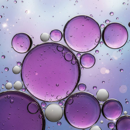 abstract background with oil drops in water, purple and violet colorsの素材