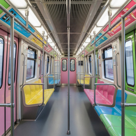 The interior of the metro train in Bangkok.の素材
