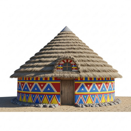 3D rendering of a native american hut isolated on white backgroundの素材