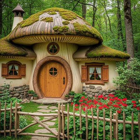 Fairy-tale house in the forest. Fantasy world of fantasy.の素材