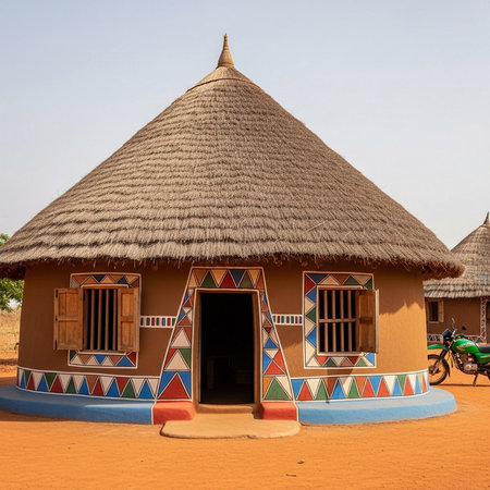Typical african hut with thatched roof in the Sahara desert, Moroccoの素材