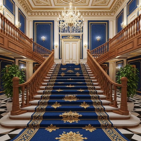 Luxury royal staircase in classic interior. 3D render.の素材