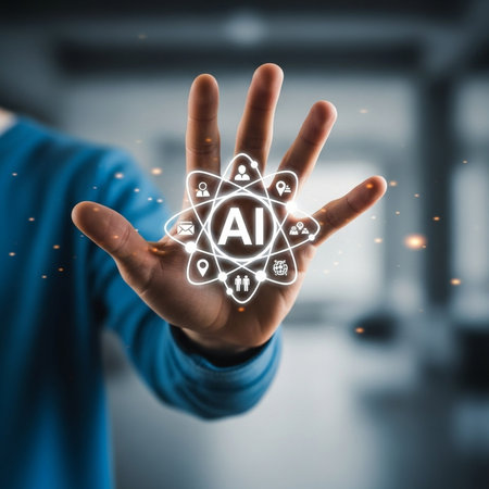 Businessman on blurred background using 3D rendering artificial intelligence AI interfaceの素材