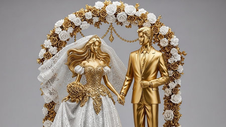 Wedding Ceremony. Bride and Groom in Wedding Dressの素材