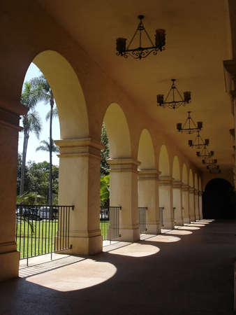 A spanish architectual breezeway in Balboa Park, southern Californiaの写真素材