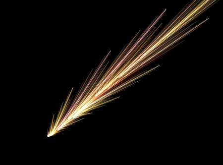 Computer generated fractal illustration of a spark of light on blackの写真素材