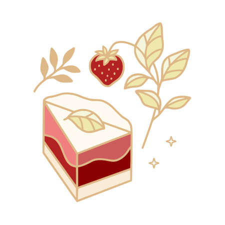Hand drawn cake, pastry, and bakery logo elements in linear style and isolated background with...