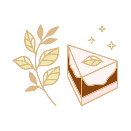 Hand drawn cake, pastry, and bakery logo elements in linear style and isolated background with...