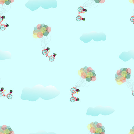 Patten. Bike flying in the clouds.のイラスト素材