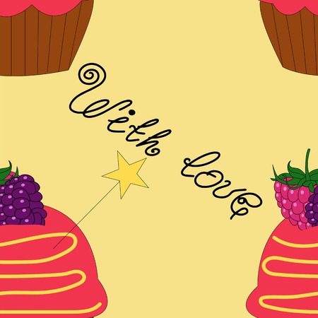 Vector illustration of colored cupcakes patternのイラスト素材
