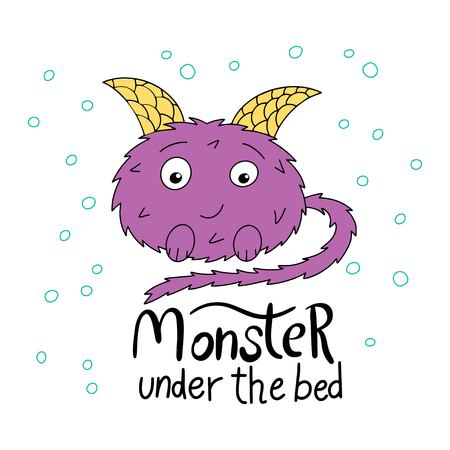 Beautiful bright print. Monster with funny inscription. Vector illustration of a funny print.のイラスト素材