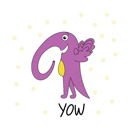 Beautiful bright print. Monster with funny inscription. Vector illustration of a funny print.のイラスト素材