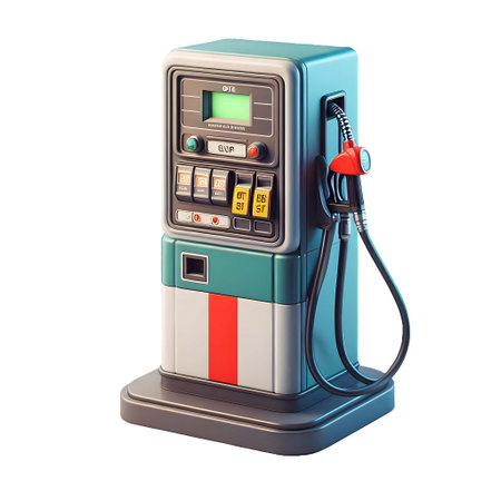 Gasoline pump isolated on white background. 3d render image.の素材