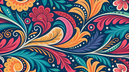 Seamless abstract hand-drawn pattern, waves background. Colorful vector illustrationの素材